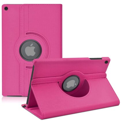 TGK 360 Degree Rotating Leather Smart Rotary Swivel Stand Case Cover for iPad 10.2 Inch 2021 9th Generation (Hot Pink)