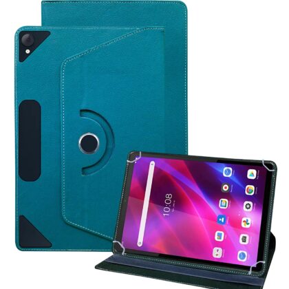 TGK Universal 360 Degree Rotating Leather Rotary Swivel Stand Case for Lenovo Tab K10 Cover FHD 10.3 inch Tablet (Sky Blue)