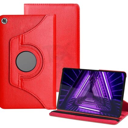 TGK 360 Degree Rotating Leather Stand Case Cover for Lenovo Tab M10 FHD Plus (1st 2nd Gen) TB-X606V / TB-X606F / TB-X606X 10.3 inch – Red