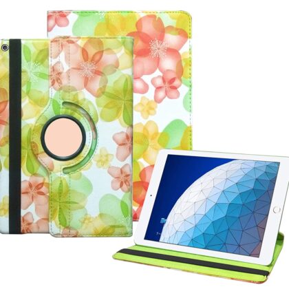 TGK Flower Print Design 360 Degree Rotating Leather Auto Sleep Wake Function Smart Case Cover for?iPad 10.5 Inch Air 3rd Gen [ PRO 10.5 Air 3 ] 2017 / 2019 MQDW2HN/A MQDT2HN/A MQDX2HN/A MUUJ2HN/A MUUK2HN/A MUUL2HN/A – Green
