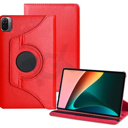 TGK 360 Degree Rotating Leather Smart Rotary Swivel Stand Case Cover for Xiaomi Mi Pad 5 11″ inch Tablet (Red)