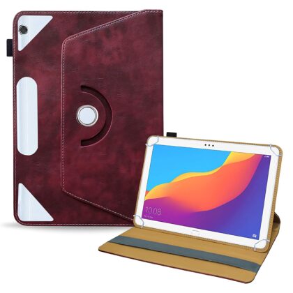 TGK Rotating Leather Flip Stand Case for Honor Pad 5 10.1 Tablet Cover (Wine Red)