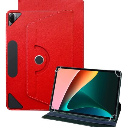 TGK Universal 360 Degree Rotating Leather Rotary Swivel Stand Case Cover for Xiaomi Mi Pad 5 11″ inch Tablet (Red)