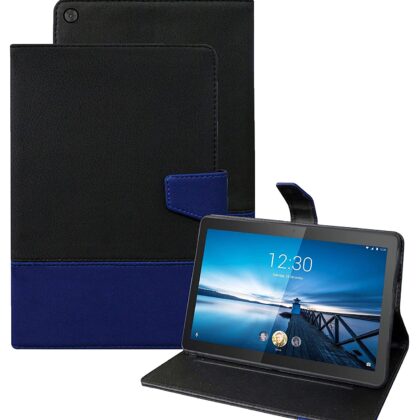 TGK Dual Color Design Leather Case with Viewing Stand Flip Cover for Lenovo Tab M10 FHD REL Cover Model TB-X605FC / TB-X605LC 20.65 cm (10.1 Inch) Black-Blue