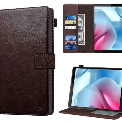 TGK Multi Protective Wallet Leather Flip Stand Case Cover for Motorola Tab G20 8 inch Tablet, Chocolate Brown