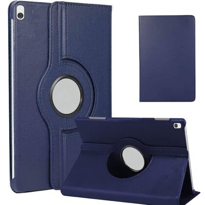 TGK 360 Degree Rotating Leather Smart Rotary Swivel Stand Case Cover for Lenovo Tab M10 X505X Cover TB-X505F TB-X505L TB-X505X TB-X605L TB-X605F – Dark Blue
