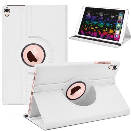 TGK 360 Degree Rotating Leather Auto Sleep Wake Function Smart Case Cover for iPad 10.5 Inch Air 3rd Gen [ PRO 10.5 Air 3 ] 2017 / 2019 MUUL2HN/A MUUK2HN/A MUUJ2HN/A MQDX2HN/A MQDT2HN/A MQDW2HN/A (White)