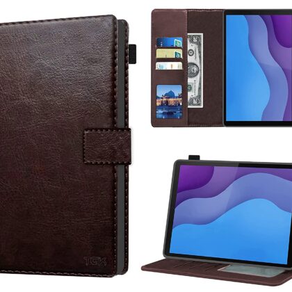 TGK Multi Protective Wallet Leather Flip Stand Case Cover for Lenovo Tab M10 HD 2nd Gen TB-X306X / Smart Tab M10 HD 2nd Gen TB-X306F, Chocolate Brown