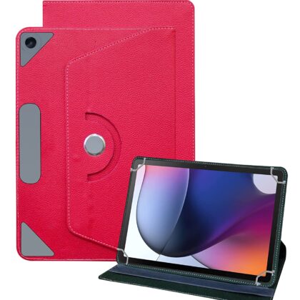 TGK Universal 360 Degree Rotating Leather Rotary Swivel Stand Case Cover for Motorola Moto Tab G62 | Motorola Tab G62 10.61 inch Tablet (Pink)