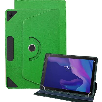 TGK Universal 360 Degree Rotating Leather Rotary Swivel Stand Case for Alcatel 3T10 Tab Cover (2nd Gen) 10.1 inches Tablet (Green)