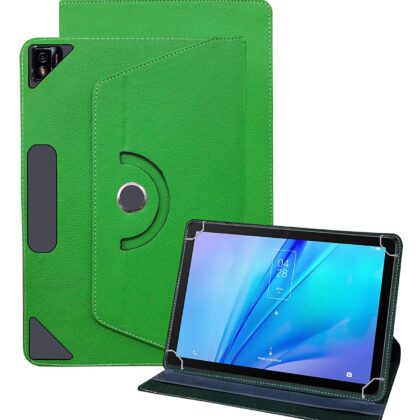 TGK Universal 360 Degree Rotating Leather Rotary Swivel Stand Case for TCL Tab 10s 10.1 inches Tablet (Green)