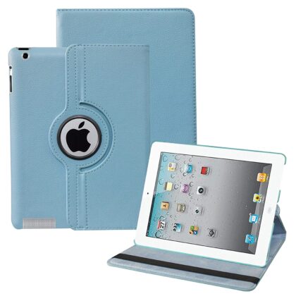TGK 360 Degree Rotating Stand Magnetic Smart Auto Sleep-Wake Function Case Cover For Old iPad 2 / iPad 3 / iPad 4 Model A1458, A1459, A1460, A1416, A1430, A1403, A1395, A1396, A1397 (Sky Blue)