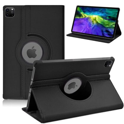 TGK 360 Degree Rotating Leather Smart Rotary Swivel Stand Case Cover for iPad Pro 11 inch Cover 2021/2020/2018 Release (Black)