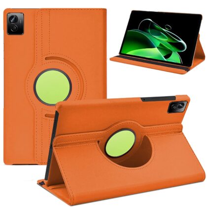 TGK 360 Degree Rotating Leather Smart Rotary Swivel Stand Case Cover for Realme Pad X 11 inch Tab (Orange)