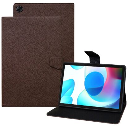 TGK Texture Leather Case with Viewing Stand Flip Cover for Realme Pad 10.4 inch Tablet [RMP2102/ RMP21023] Dark Brown