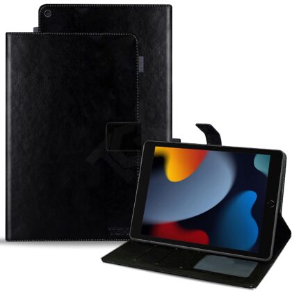 TGK Multi Protective Leather Case with Viewing Stand and Card Slots Flip Cover for iPad 10.2 Inch 2021 9th Generation (Black)