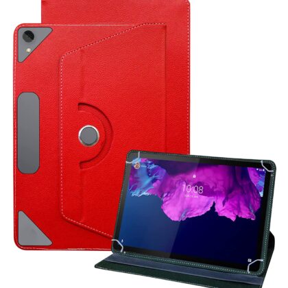 TGK Universal 360 Degree Rotating Leather Rotary Swivel Stand Case for Lenovo Tab P11 Cover 11 inch Tablet (Red)