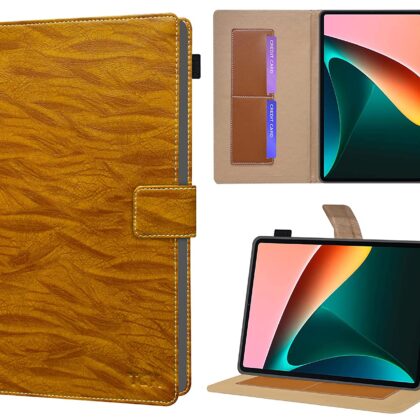 TGK Pattern Multi Protective Leather Case with Viewing Stand and Card Slots Flip Cover for Xiaomi Mi Pad 5 11″ inch Tablet with Pen Strap (Brown)