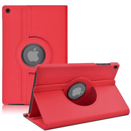 TGK 360 Degree Rotating Leather Smart Rotary Swivel Stand Case Cover for iPad 10.2 Inch 2021 9th Generation (Red)