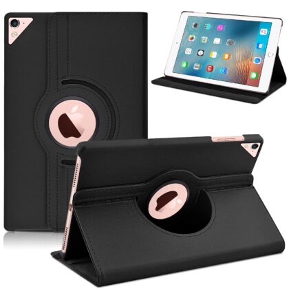 TGK 360 Degree Rotating Leather Auto Sleep Wake Function Smart Case Cover for iPad Pro 9.7 inch Cover (2016 Released) Model A1673 A1674 A1675 MLPX2HN/A MLPW2HN/A MLPY2HN/A MLYJ2HN/A (Black)