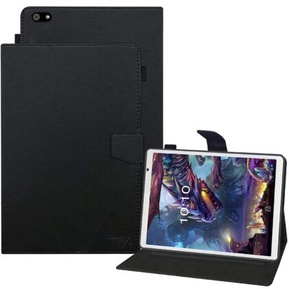 TGK Leather Flip Stand Cover with TPU Back Case for iball iTab BizniZ Pro 10.1 inch, iball iTAB MovieZ Pro Tablet – Black