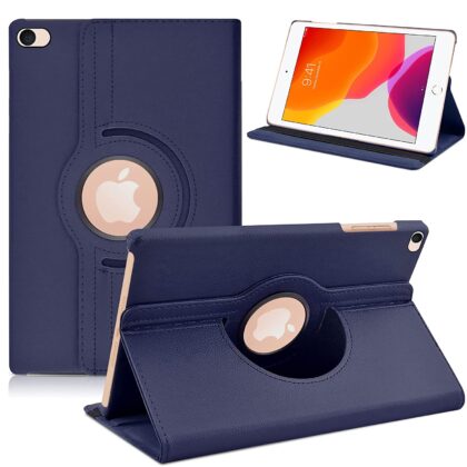 TGK 360 Degree Rotating Leather Auto Sleep Wake Function Smart Stand Case for iPad Mini 5 Case 7.9″ 2019 [iPad Mini 5th Gen] Model – A2133 A2124 A2125 A2126 – Navy Blue