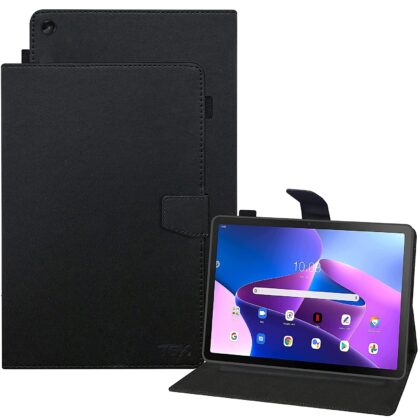 TGK Leather Flip Stand Case Cover for Lenovo Tab M10 FHD Plus 3rd Gen 10.6″ Tablet with Pencil Holder, Black