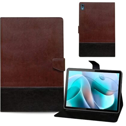 TGK Dual Color Leather Flip Stand Case Cover for Motorola Moto Tab G70 LTE 11 inch Tablet (Brown, Black)