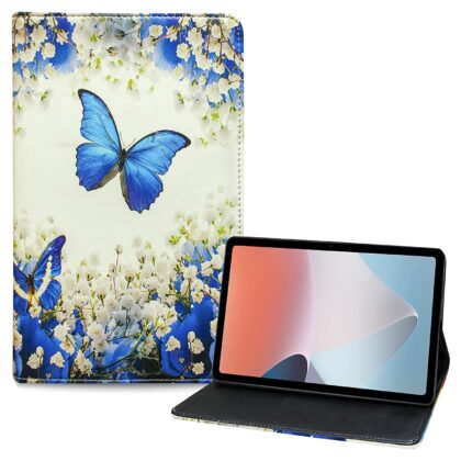 TGK Printed Classic Design with Viewing Stand Leather Flip Case Cover for Oppo Pad Air 10.36 inch Tablet with Precise Cutouts (Butterfly & Flowers)