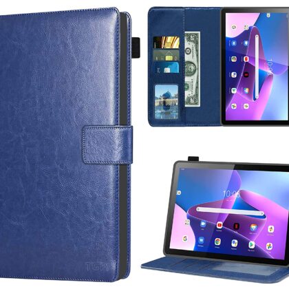 TGK Multi Protective Wallet Leather Flip Stand Case Cover for Lenovo Tab M10 FHD Plus 3rd Gen 10.6 inch Tablet, Blue