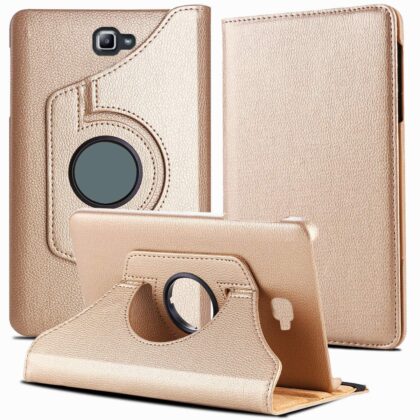 TGK 360 Degree Rotating Leather Smart Rotary Swivel Stand Case Cover for?Samsung Galaxy Tab A 10.1 inch 2016 Release SM-T580 SM-T585 SM-T587 Without S Pen (Gold)