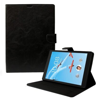 TGK Multipurpose Smart Stand Leather Flip Cover with Silicone Back Case for Lenovo Tab E8 TB-8304F, TB-8304F1, TB-8304N, TB-8304 (8.0 Inch) Tablet – Black