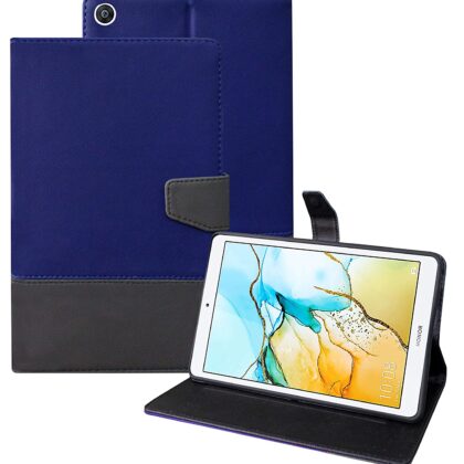 TGK Dual Color Design Leather Case with Viewing Stand Flip Cover Compatible for Honor Pad 5 8 inch [Release, 2019, July] (Blue-Grey)