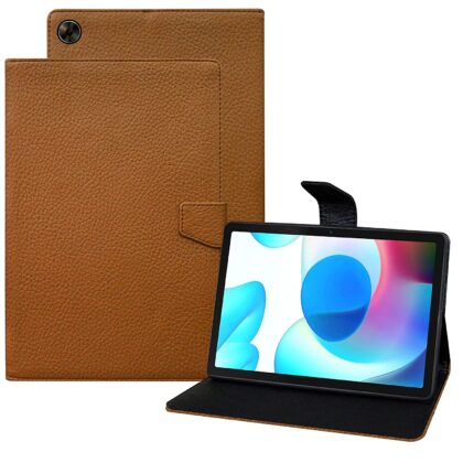 TGK Texture Leather Case with Viewing Stand Flip Cover for Realme Pad 10.4 inch Tablet [RMP2102/ RMP21023] Amber Orange