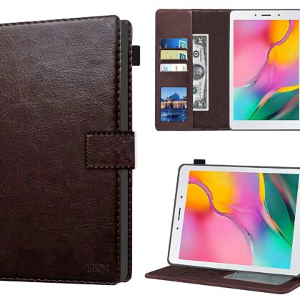 TGK Multi Protective Wallet Leather Flip Stand Case Cover for Samsung Galaxy Tab A 8.0 inch (2019) SM-T290, SM-T295, Chocolate Brown