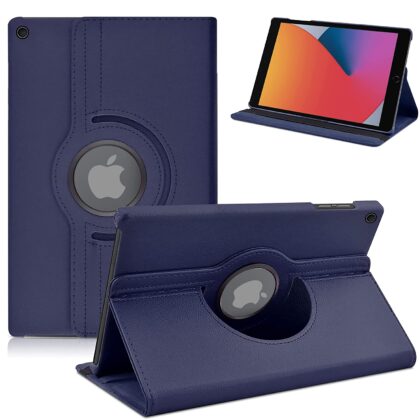 TGK 360 Degree Rotating Leather Smart Rotary Swivel Stand Case Cover for Apple iPad 10.2 Cover iPad 9th Generation Cover 2021 8th Gen 2020 7th Gen 2019 Generation Case (Dark Blue)