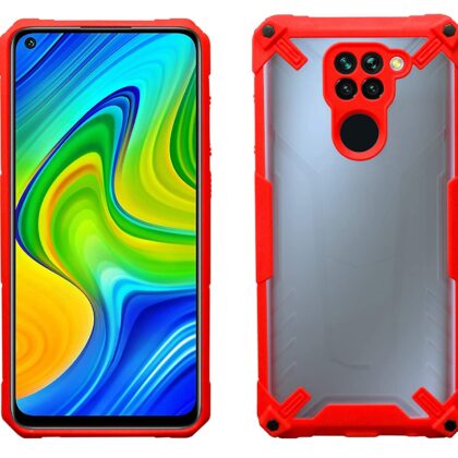 TGK Protective Hybrid Hard Pc with Shock Absorption Bumper Corners Back Case Cover Compatible for Redmi Note 9 (Red)