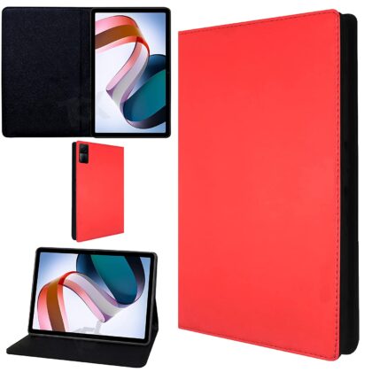 TGK Leather Soft TPU Back Flip Stand Case Cover for Redmi Pad 10.61 inch Tablet with Precise Cutouts (Red)