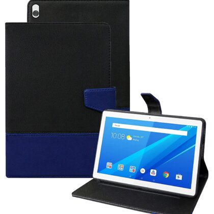 TGK Dual Color Design Leather Case with Viewing Stand Flip Cover Compatible for Lenovo Tab M10 X505X Cover TB-X505F TB-X505L TB-X505X TB-X605L TB-X605F (Black-Blue)