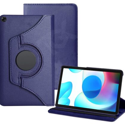 TGK 360 Degree Rotating Leather Stand Case Cover for Realme Pad 10.4 inch (Dark Blue)