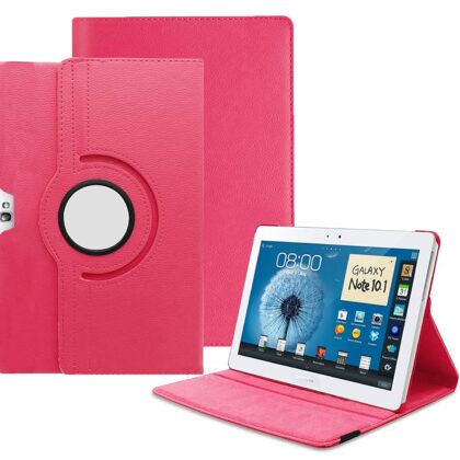 TGK 360 Degree Rotating Leather Smart Rotary Swivel Stand Case Cover for Samsung Galaxy Note 10.1 (2012 Edition) Tablet GT-N8000 GT-N8010 GT-N8020 GT-N800 GT-N8013 GT-N8005 (Pink)