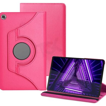 TGK 360 Degree Rotating Leather Stand Case Cover for Lenovo Tab M10 FHD Plus (1st 2nd Gen) TB-X606V / TB-X606F / TB-X606X 10.3 inch – Hot Pink