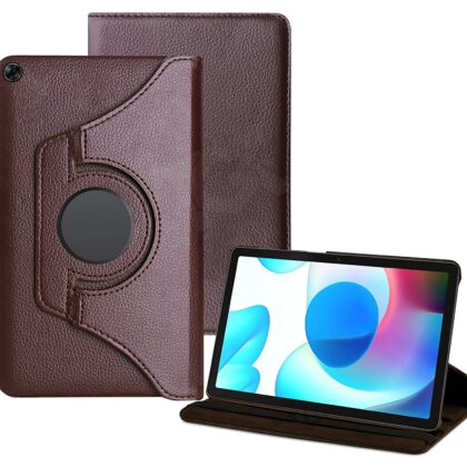 TGK 360 Degree Rotating Leather Stand Case Cover for Realme Pad 10.4 inch (Brown)