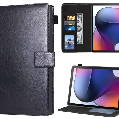 TGK Multi Protective Wallet Leather Flip Stand Case Cover for Motorola Moto Tab G62 10.6 inch Tablet, Black