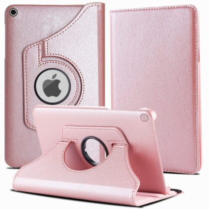 TGK 360 Degree Rotating Leather Smart Case Cover Stand for iPad Mini 2 Cover, Mini 3, Mini 1 (7.9 Inch) Model A1432 A1454 A1455 A1489 A1490 A1491 A1599 A1600 – Rose Gold