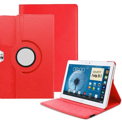 TGK 360 Degree Rotating Leather Smart Rotary Swivel Stand Case Cover for Samsung Galaxy Note 10.1 (2012 Edition) Tablet GT-N8000 GT-N8010 GT-N8020 GT-N800 GT-N8013 GT-N8005 (Red)
