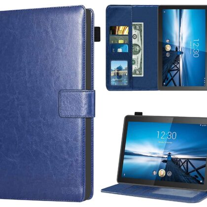 TGK Multi Protective Wallet Leather Flip Stand Case Cover for Lenovo M10 FHD REL Tablet 10.1″ TB-X605FC/X605LC 20.65 cm, Blue
