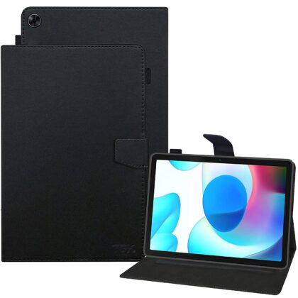 TGK Leather Folio Flip Stand Case Cover for Realme Pad 10.4 inch Tablet [RMP2102/ RMP21023] with Pen Strap Black