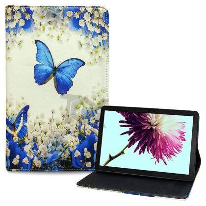 TGK Printed Classic Design Leather Folio Flip Case with Viewing Stand Protective Cover for Lenovo Tab 4 10 Cover / Tab 4 10 Plus (Butterfly & Flowers)