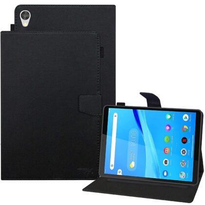 TGK Leather Flip Stand Case Cover for Lenovo Tab M8 FHD 8 inch 2nd Gen TB-8705F/N/X with Stylus Holder, Black
